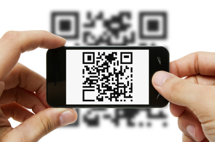 Scanning QR code with mobile phone image