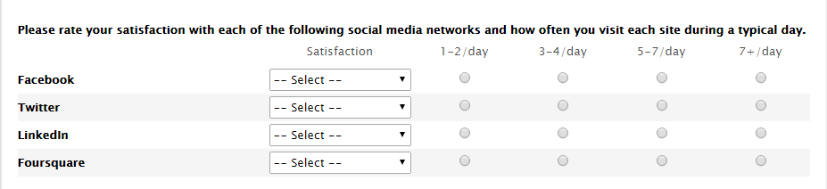 Two points of data for each row in one clean question!