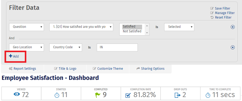 dashboard filter