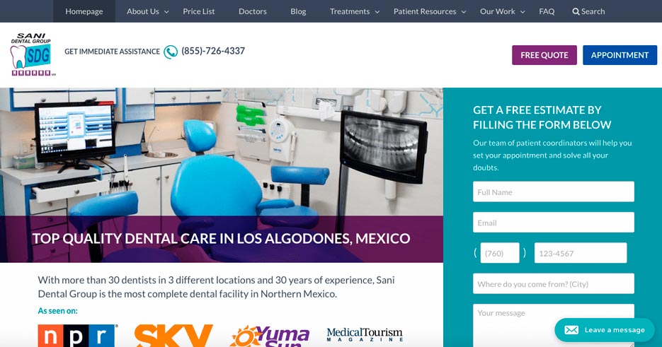 nueva página web de Sani Dental Group