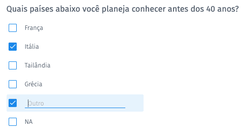 pergunta múltipla escolha selecionar vários
