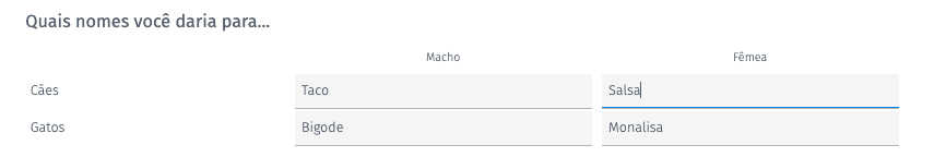 pergunta múltipla escolha matriz planilha