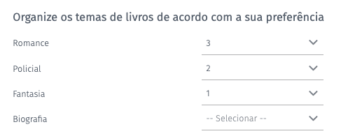 pergunta múltipla escolha ranking