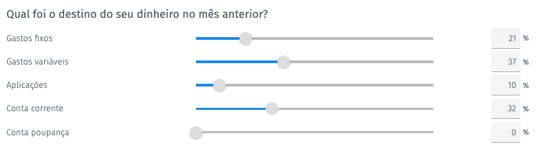 pergunta múltipla escolha escala de orçamento
